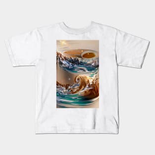 The Coffee teal ocean Stars| Ocean wave vintage Kids T-Shirt